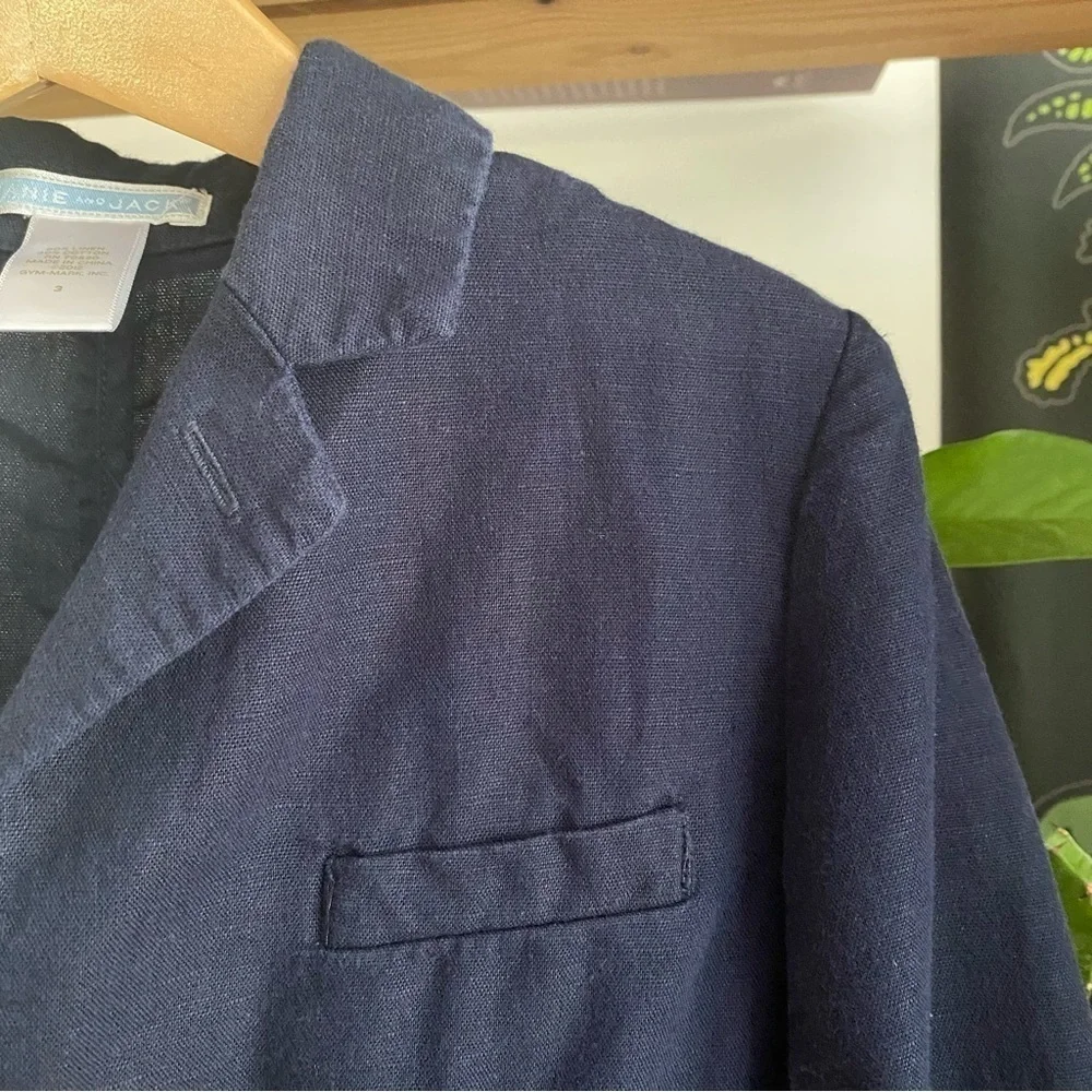 Janie and Jack Navy Blue Linen Cotton Blazer Jacket 3t